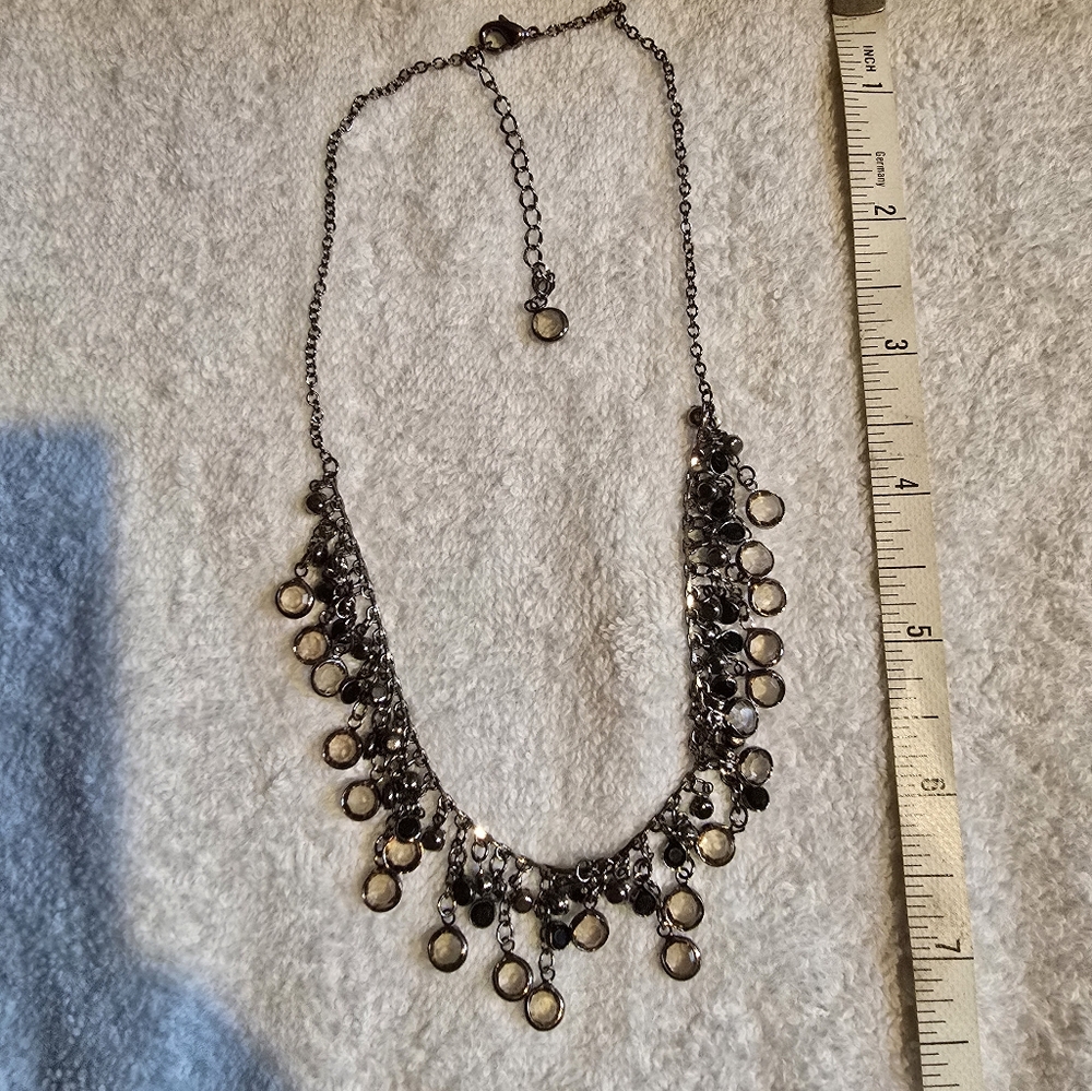 Elegant Silver and Smoked Glass Necklace